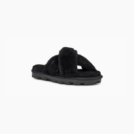 UGG Fuzzette Black Slippers for Women (PWKJ40269)